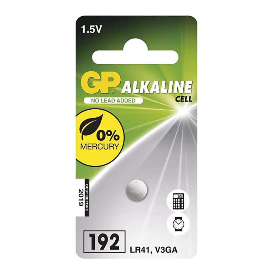 Pila alcalina botón LR41 GP ALKALINE 1,5V/24 mAh