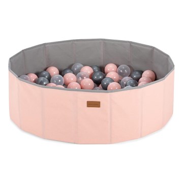 Piscina seca infantil con bolas, diámetro 80 cm, rosa/gris