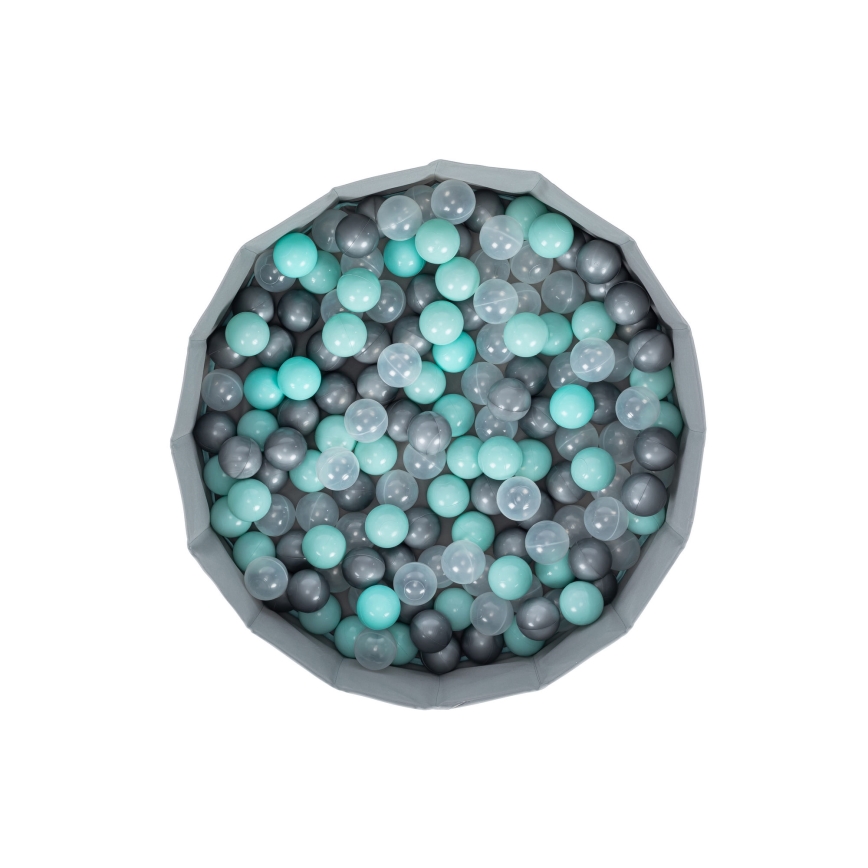 Piscina seca infantil con bolas, diámetro 80 cm, azul/gris