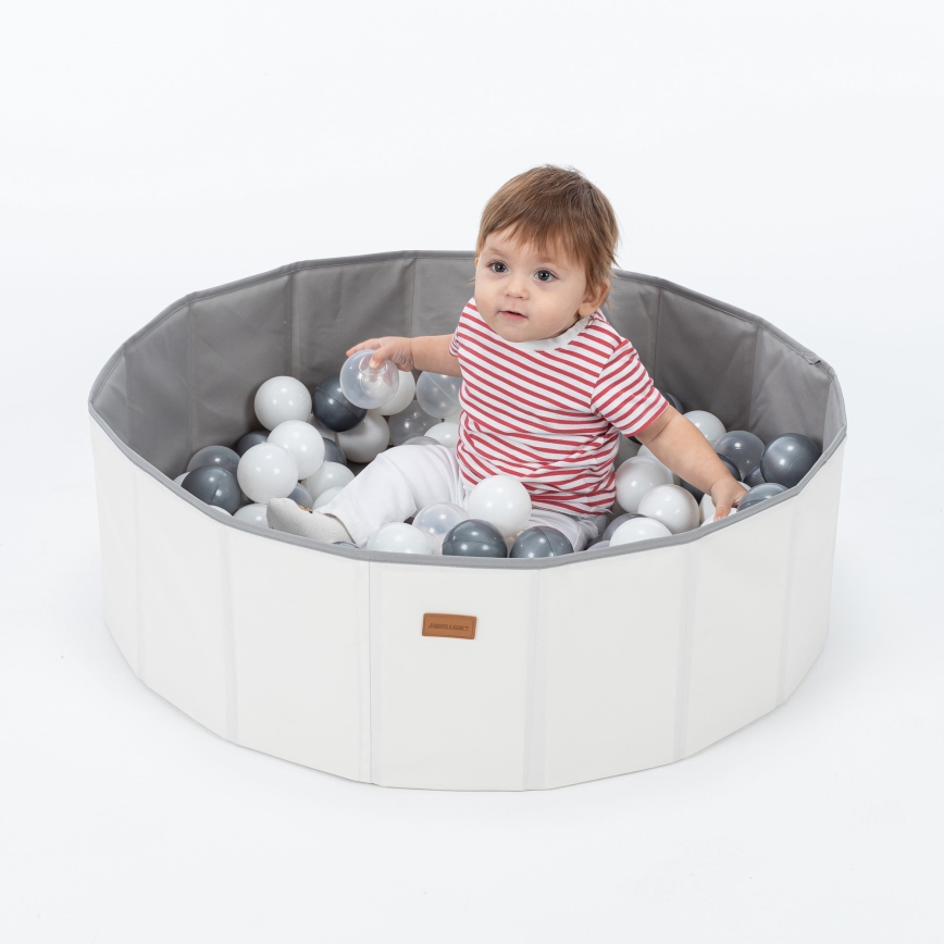 Piscina seca infantil con bolas, diámetro 80 cm, blanco/gris