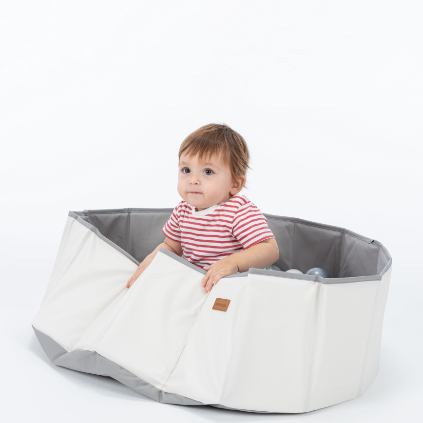 Piscina seca infantil con bolas, diámetro 80 cm, blanco/gris