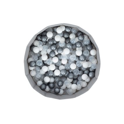 Piscina seca infantil con bolas, diámetro 80 cm, blanco/gris