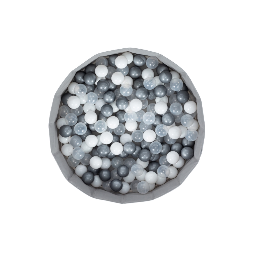 Piscina seca infantil con bolas, diámetro 80 cm, blanco/gris