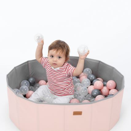 Piscina seca infantil con bolas, diámetro 80 cm, rosa/gris
