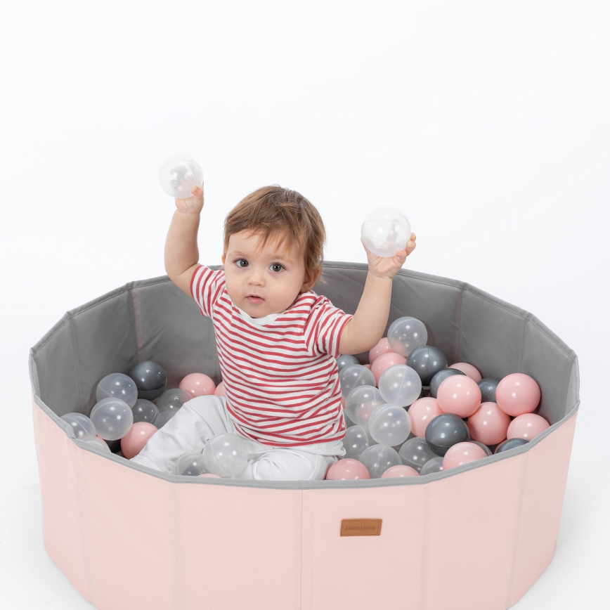 Piscina seca infantil con bolas, diámetro 80 cm, rosa/gris