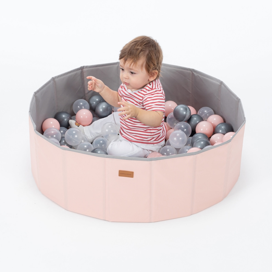 Piscina seca infantil con bolas, diámetro 80 cm, rosa/gris