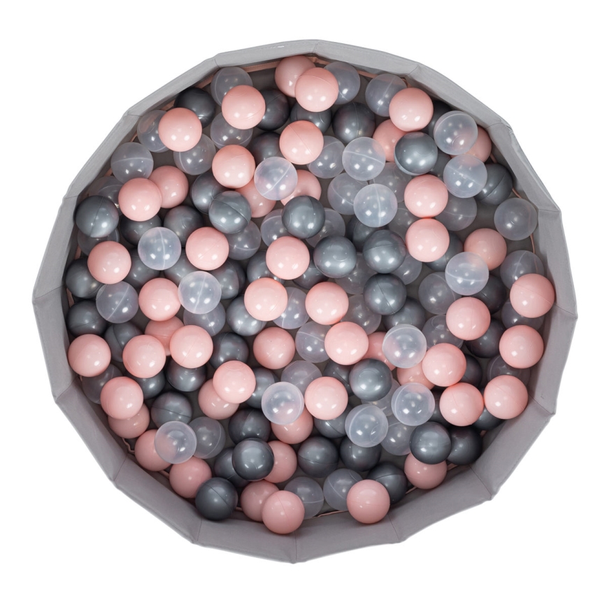 Piscina seca infantil con bolas, diámetro 80 cm, rosa/gris