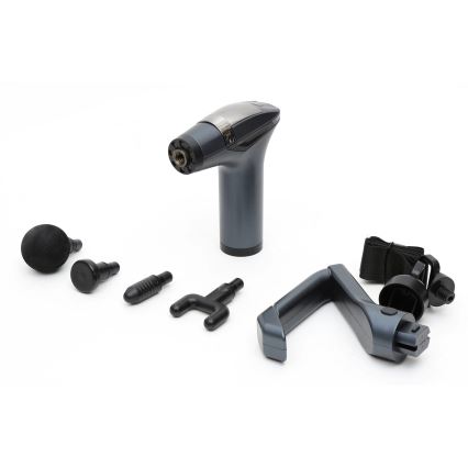 Pistola de masaje recargable con 4 cabezales y strap 25W/5V 1500 mAh