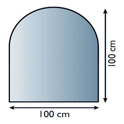 Placa de vidrio para chimenea 1000x1000x6 mm semiarco