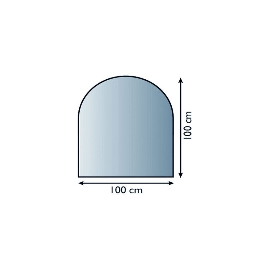 Placa de vidrio para chimenea 1000x1000x6 mm semiarco