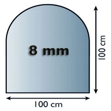 Placa de vidrio para chimenea 1000x1000x8 mm semiarco