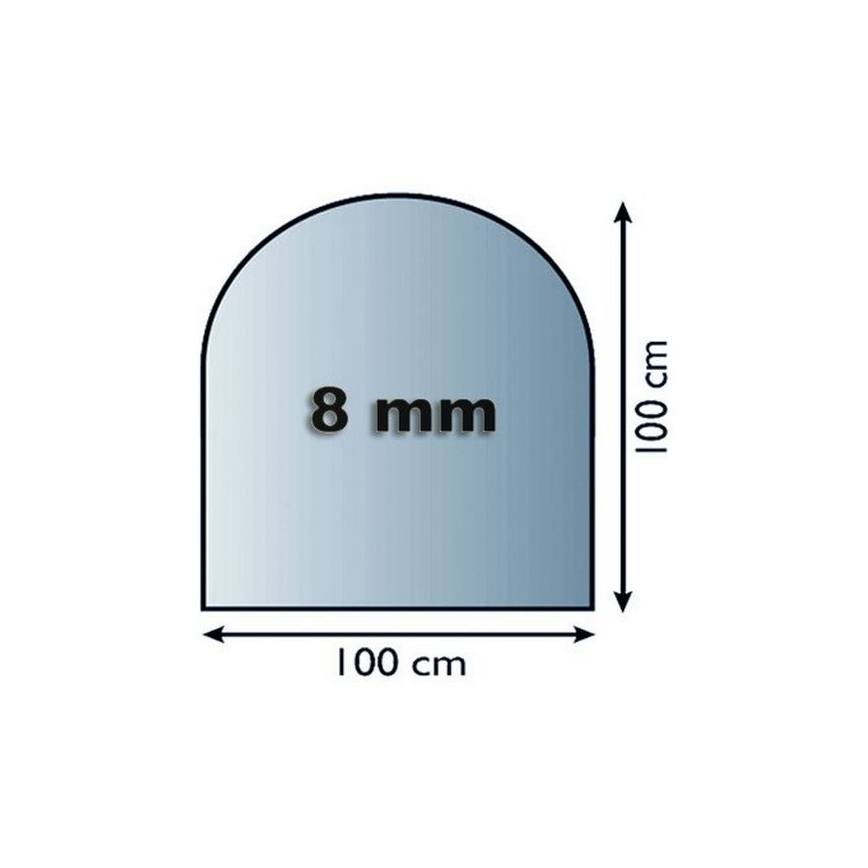 Placa de vidrio para chimenea 1000x1000x8 mm semiarco