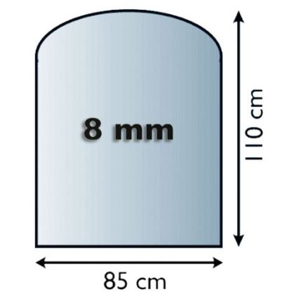 Placa de vidrio para chimenea 1100x850x8 mm semiarco
