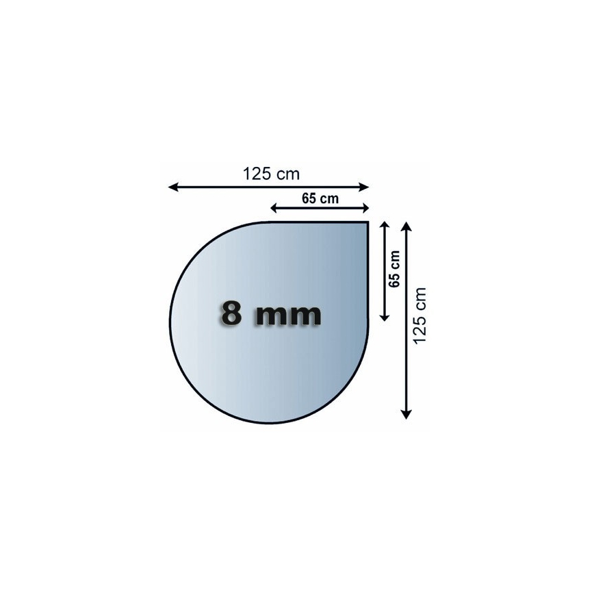 Placa de vidrio para chimenea 1250x1250x8 mm lágrima