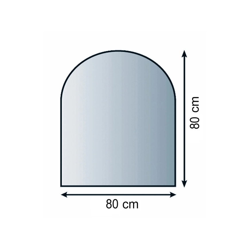 Placa de vidrio para chimenea 800x800x8 mm semiarco