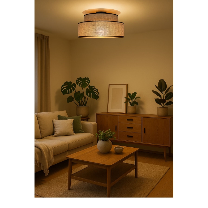 Plafón BOHO 1xE27/60W/230V diá. 40 cm beige