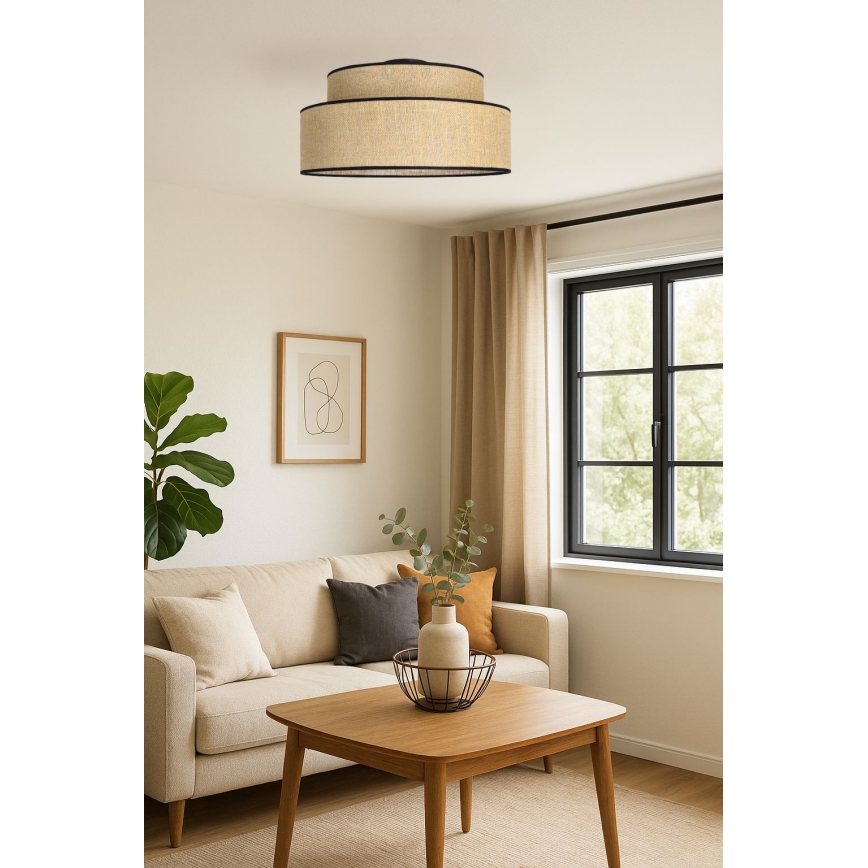 Plafón BOHO 1xE27/60W/230V diá. 40 cm beige