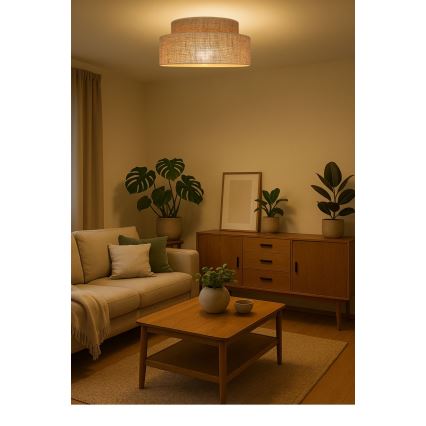 Plafón BOHO 1xE27/60W/230V diá. 40 cm beige