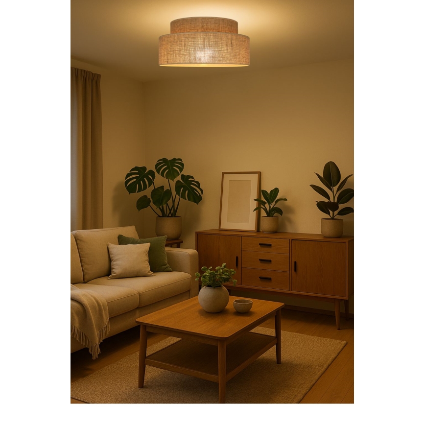 Plafón BOHO 1xE27/60W/230V diá. 40 cm beige