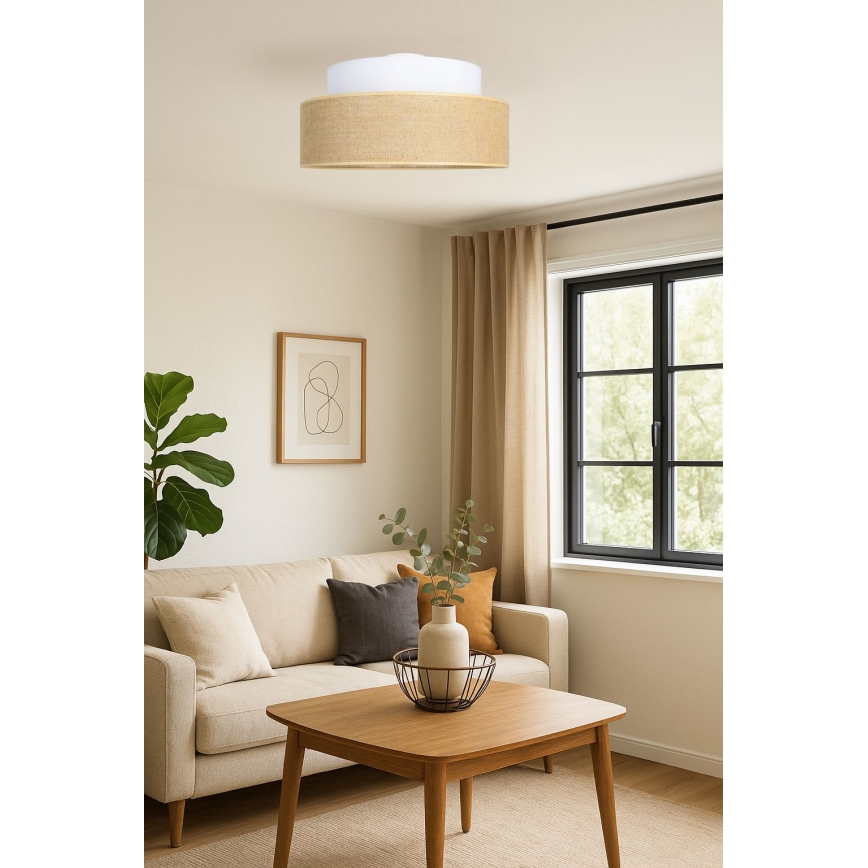 Plafón BOHO 1xE27/60W/230V diá. 40 cm blanco/beige