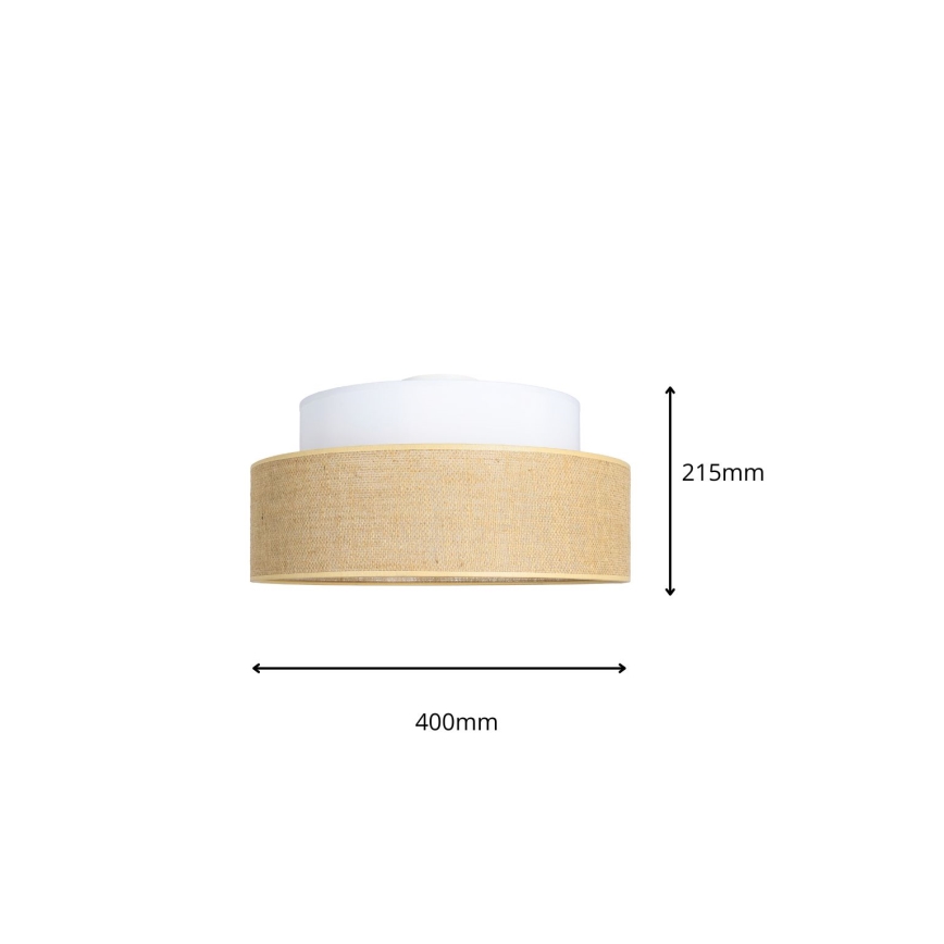 Plafón BOHO 1xE27/60W/230V diá. 40 cm blanco/beige