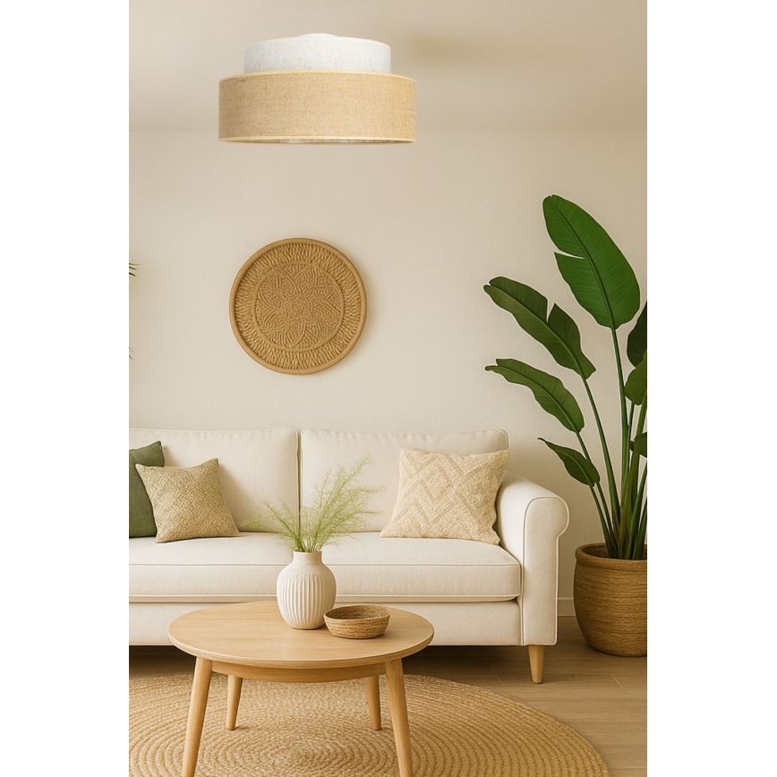 Plafón BOHO 1xE27/60W/230V diá. 40 cm color crema/beige