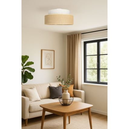 Plafón BOHO 1xE27/60W/230V diá. 40 cm color crema/beige