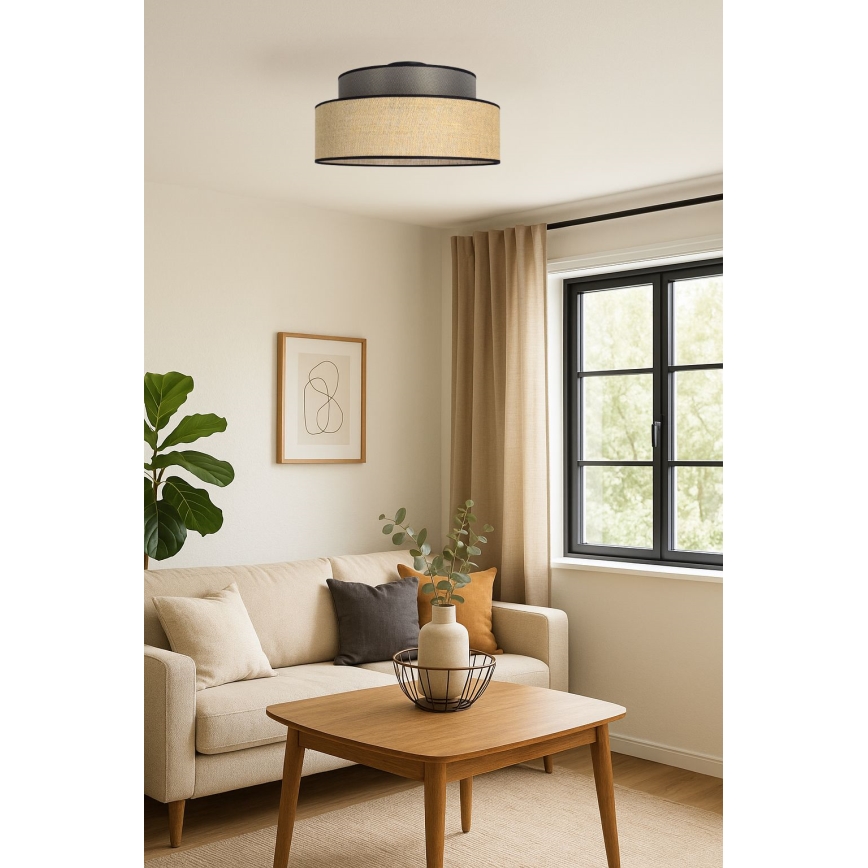 Plafón BOHO 1xE27/60W/230V diá. 40 cm marrón/beige