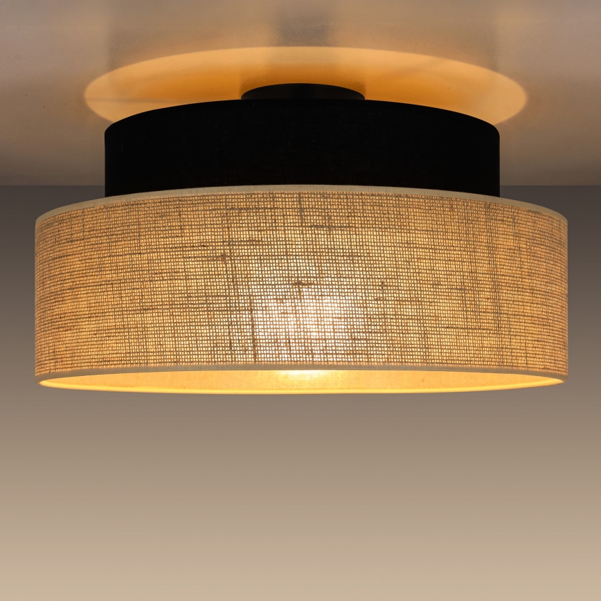 Plafón BOHO 1xE27/60W/230V diá. 40 cm negro/beige