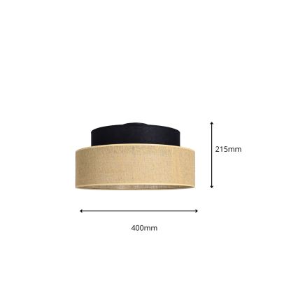 Plafón BOHO 1xE27/60W/230V diá. 40 cm negro/beige