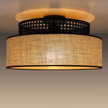 Plafón BOHO 1xE27/60W/230V diá. 40 cm negro/ratán