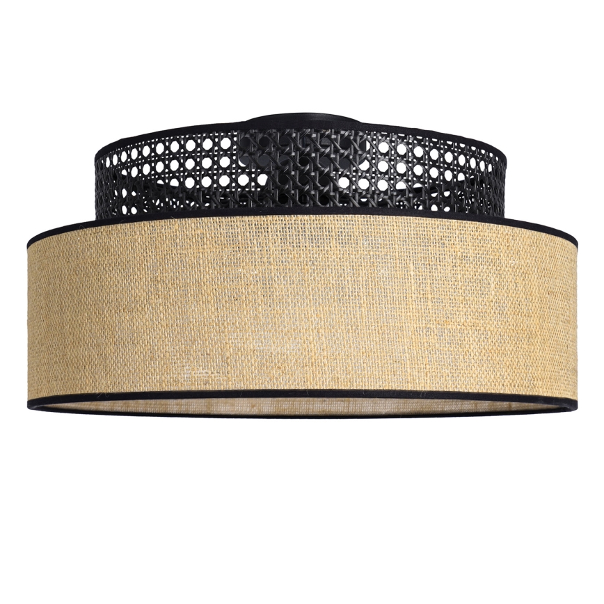 Plafón BOHO 1xE27/60W/230V diá. 40 cm negro/ratán