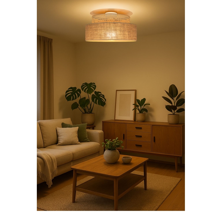 Plafón BOHO 1xE27/60W/230V diá. 40 cm ratán