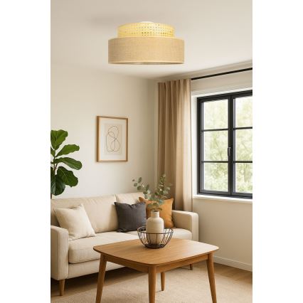 Plafón BOHO 1xE27/60W/230V diá. 40 cm ratán