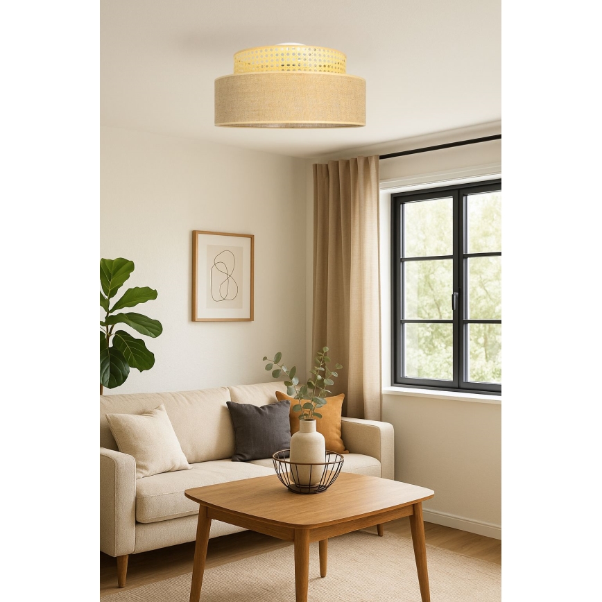 Plafón BOHO 1xE27/60W/230V diá. 40 cm ratán