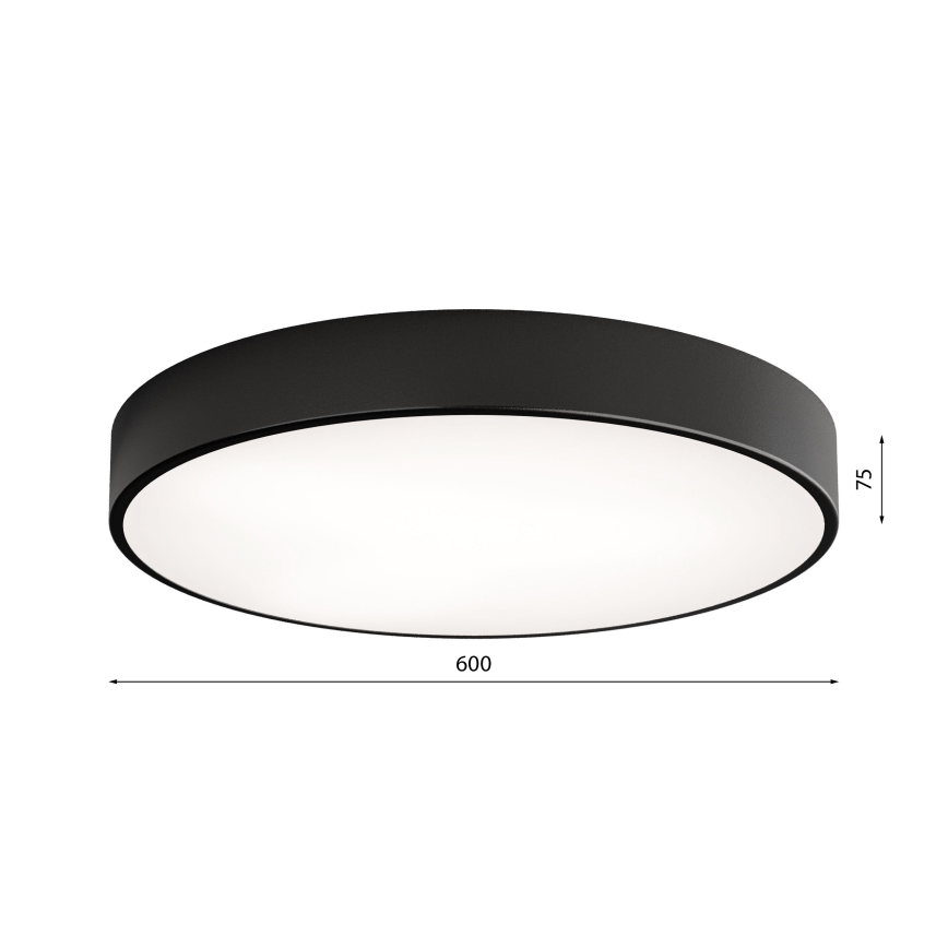 Plafón con sensor CLEO 5xE27/24W/230V diámetro 60 cm negro