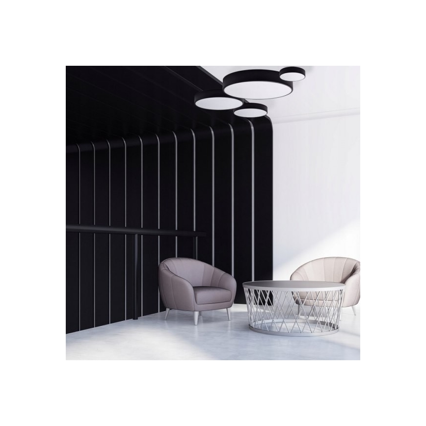 Plafón con sensor CLEO 6xE27/24W/230V diámetro 80 cm negro