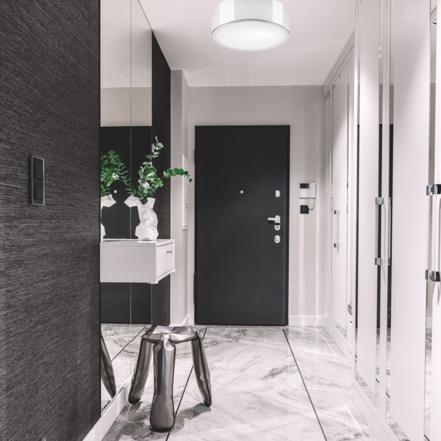 Plafón DANTE 1xE27/60W/230V diá. 26 cm cromo brillante