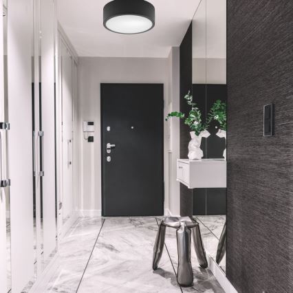 Plafón DANTE 1xE27/60W/230V diá. 26 cm negro