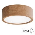 Plafón de baño CLEO 2xE27/24W/230V IP54 diá. 27,5 cm roble