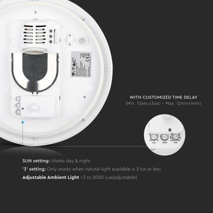 Plafón de baño con sensor 1xE27/60W/230V IP44 ø 29,6 cm