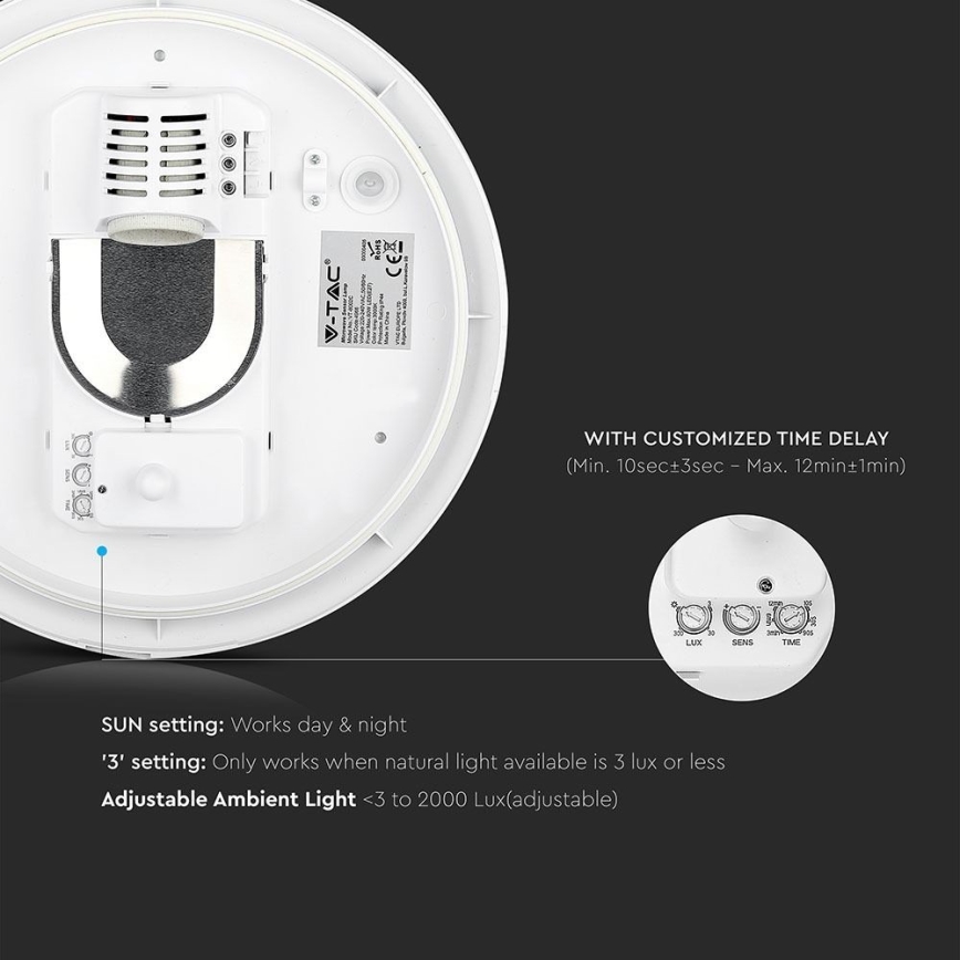 Plafón de baño con sensor 1xE27/60W/230V IP44 ø 29,6 cm