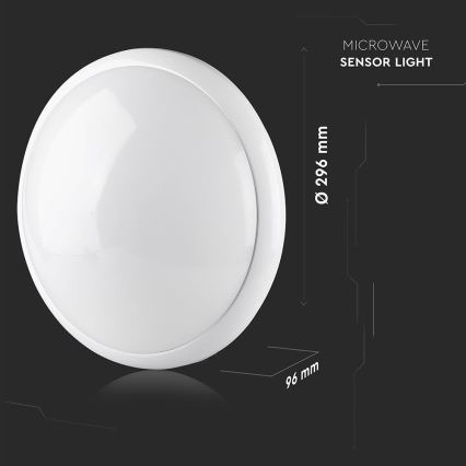 Plafón de baño con sensor 1xE27/60W/230V IP44 ø 29,6 cm
