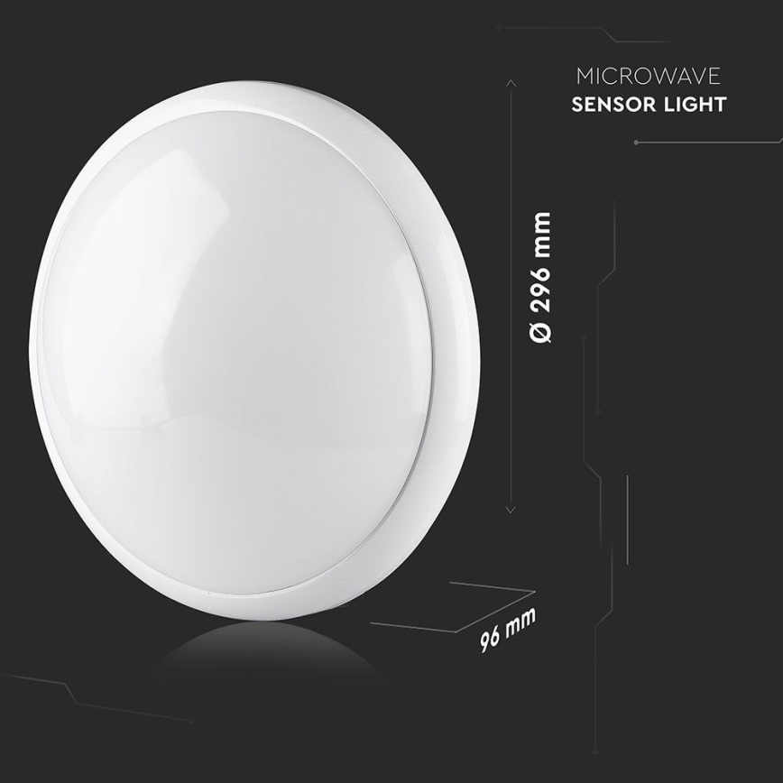 Plafón de baño con sensor 1xE27/60W/230V IP44 ø 29,6 cm