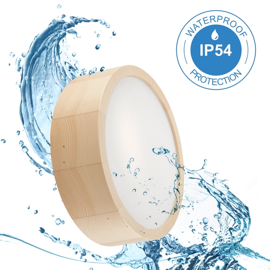 Plafón de baño NATURAL 2xE27/15W/230V IP54 pino ø 27 cm