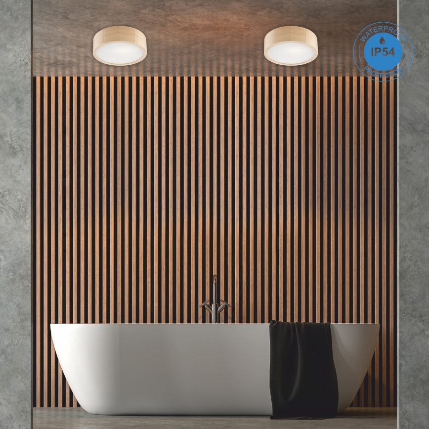 Plafón de baño NATURAL 2xE27/15W/230V IP54 pino ø 27 cm