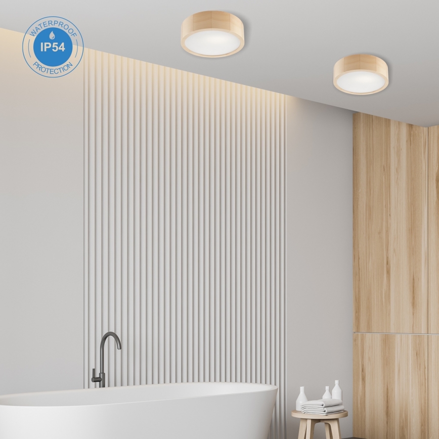 Plafón de baño NATURAL 2xE27/15W/230V IP54 pino ø 27 cm