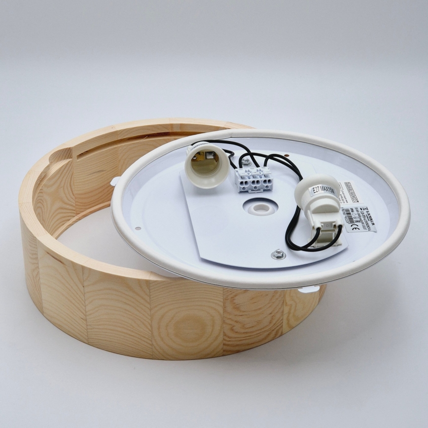 Plafón de baño NATURAL 2xE27/15W/230V IP54 pino ø 27 cm