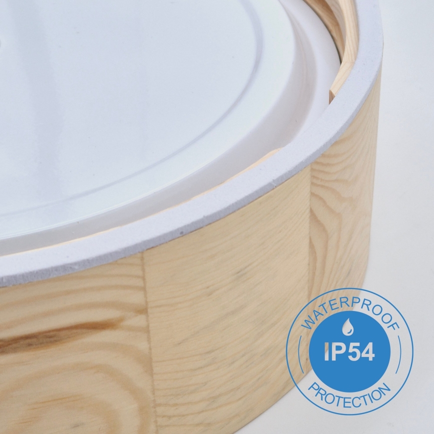 Plafón de baño NATURAL 2xE27/15W/230V IP54 pino ø 27 cm