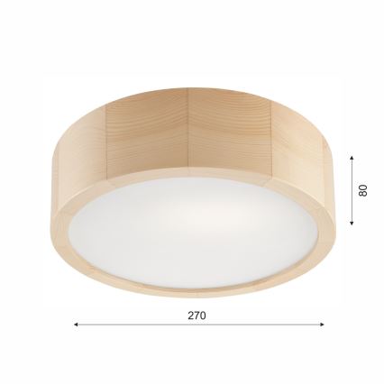 Plafón de baño NATURAL 2xE27/15W/230V IP54 pino ø 27 cm